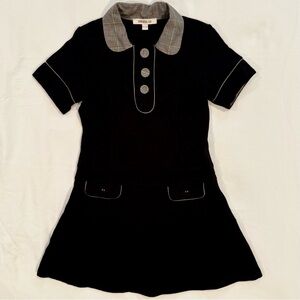 Kenzo Kids Polo Dress Girls 6 114 cm Plaid Collar Buttons Black Back to School